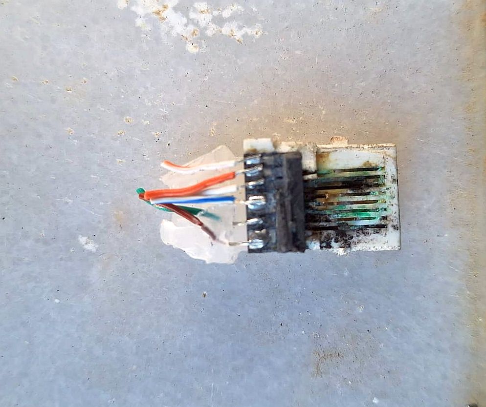 Corrosion in ethernet cable