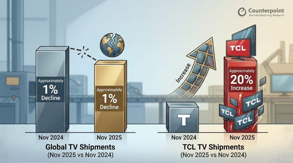 TCL increased its TV shipments by around 20 percent over previous year