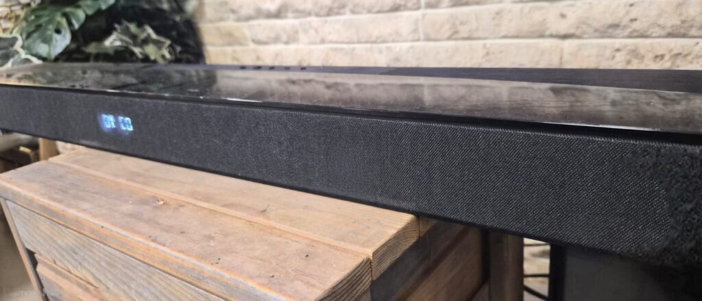Narrow and long soundbar with a wireless subwoofer