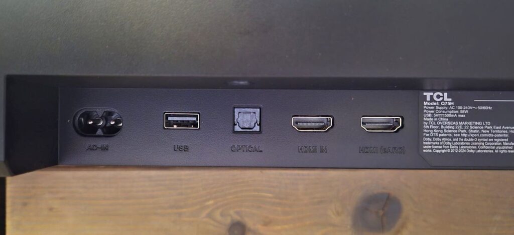 Two HDMI inputs, optical and USB