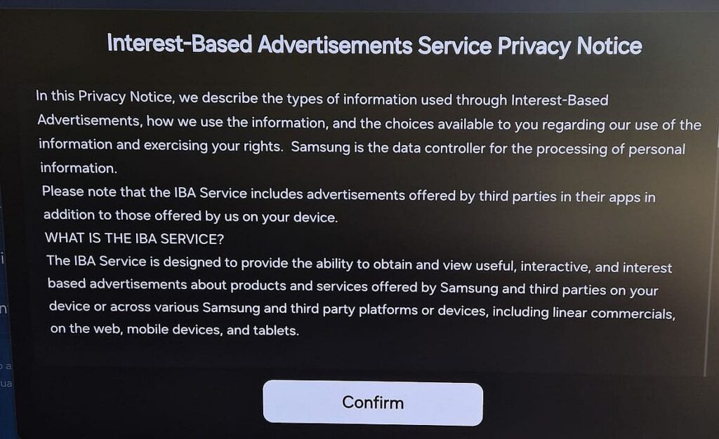 Agreement to advertisment policy