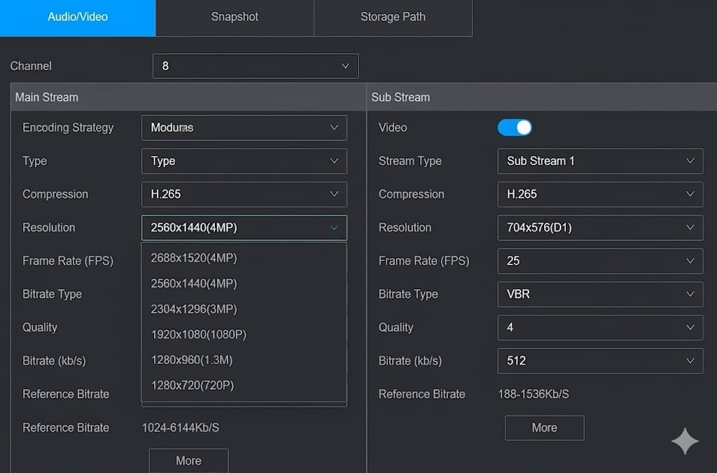 H.265 compression codec combined with high resolution