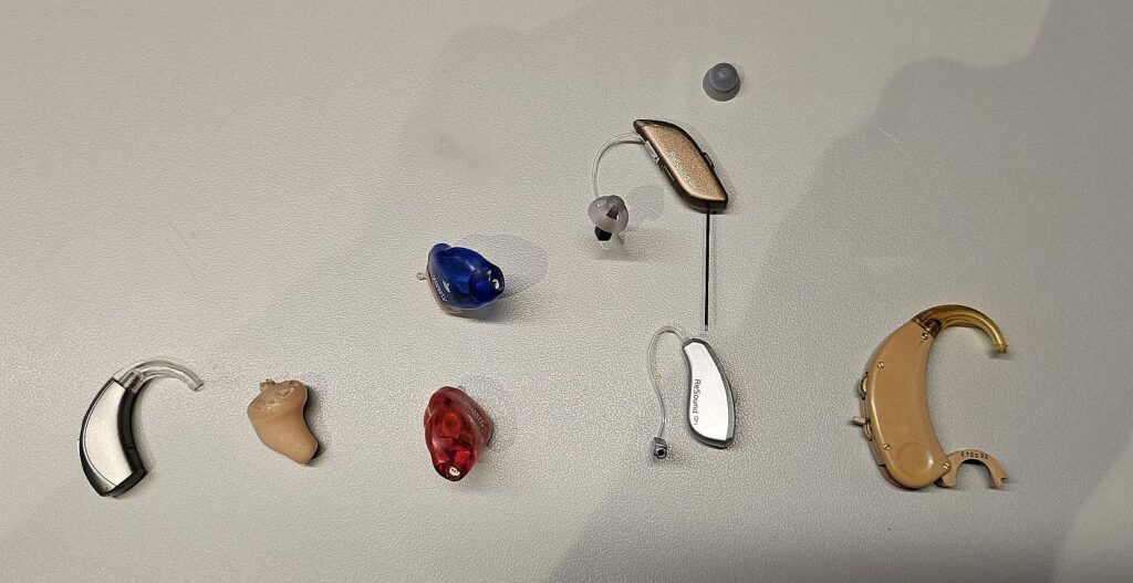 Various types of hearing aids