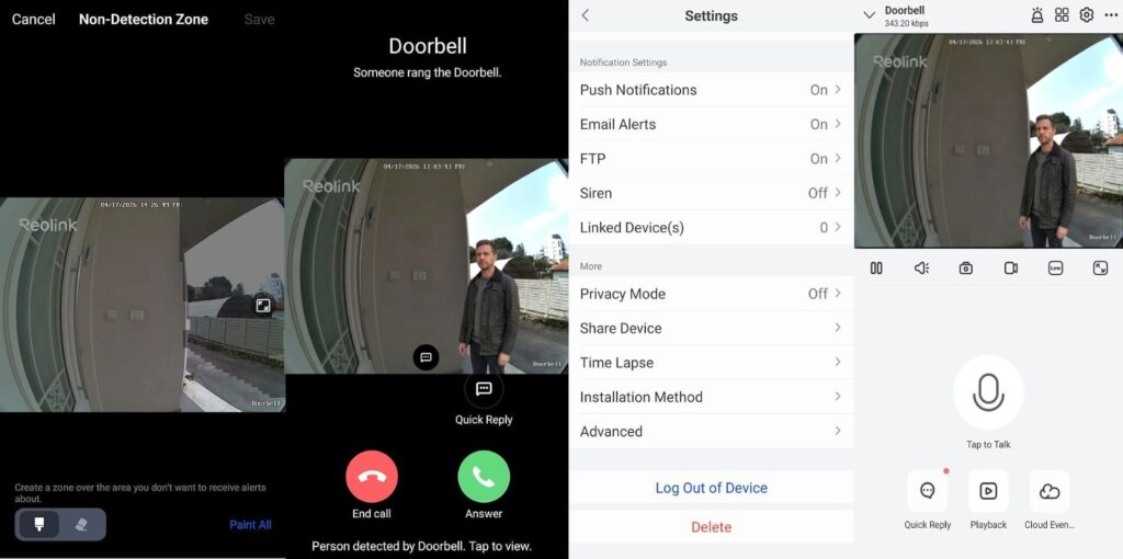Quick motion alerts and doorbell announcemet on your smartphone
