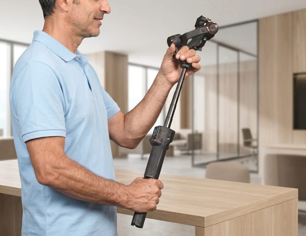Built-in extension rod on the gimbal